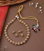 Gold Plated Round Necklace Set With Earrings