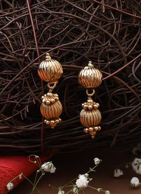 Gold Plated Round Necklace Set With Earrings 2