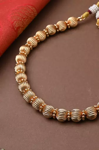 Gold Plated Round Necklace Set With Earrings