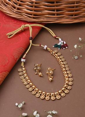 Yellow Gold-Plated Necklace Set for Wedding Glamour 3