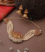 Multicolour Laxmi Motif Choker Set With Earrings