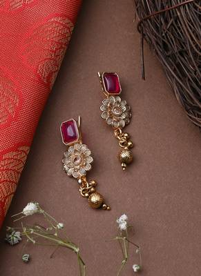 Multicolour Gold Plated Necklace Set With Golden Earrings 2
