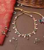 Multicolour Necklace Set With Pink And Green Stones