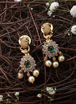 Traditional Multicolour Gold Plated Necklace Set With Earrings 2
