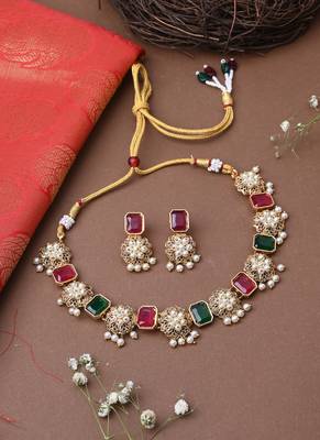 Multicolour Gold Plated Necklace Set 1