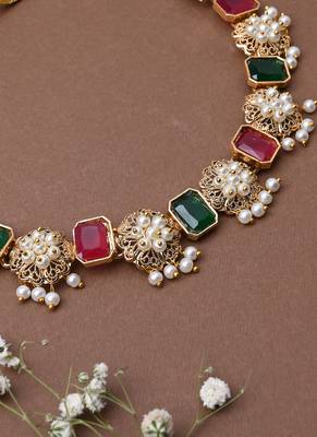 Multicolour Gold Plated Necklace Set 4