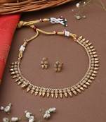 Gold Alloy Temple Necklace Set