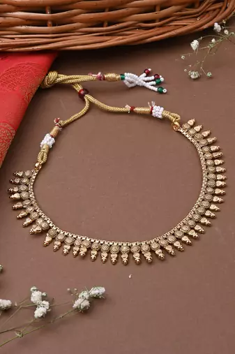Gold Alloy Temple Necklace Set