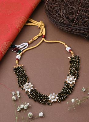 Beaded Jewellery Floral Green Necklace With Earrings 3