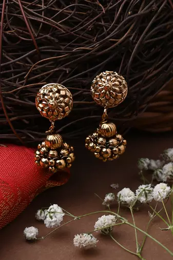 Antique Gold-Plated Beaded Necklace