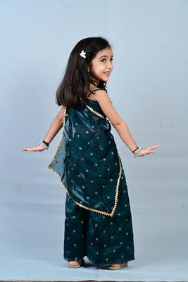 Aglare girls's  organza,chinnon,palazzo set sets for girls suite,girls suit salwar,palazzo set rama  green 2
