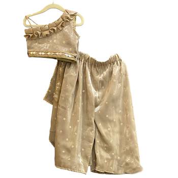 Aglare girls's  organza,chinnon,palazzo set sets for girls suite,girls suit salwar,palazzo set beigh 4