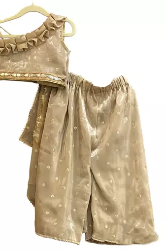Aglare girls's  organza,chinnon,palazzo set sets for girls suite,girls suit salwar,palazzo set beigh