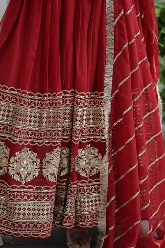 Maroon Color Designer Trending Georgette Gown Dupatta Collection