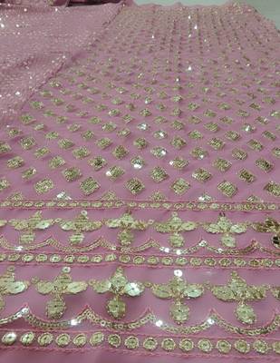 Light-Pink Georgette Lehenga Choli With Silver Sequin Embroidery 7