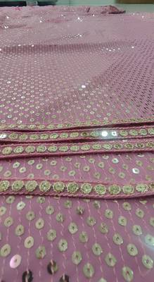 Light-Pink Georgette Lehenga Choli With Silver Sequin Embroidery 8