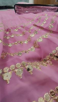 Light-Pink Georgette Lehenga Choli With Silver Sequin Embroidery 9