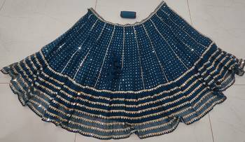 Teal Georgette Sequin Embroidered Lehenga Choli Set  3