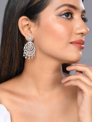 Silver plated american diomaond dangle  earring 1