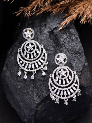 Silver plated american diomaond dangle  earring 2