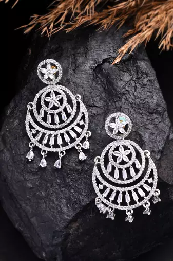 Silver plated american diomaond dangle  earring