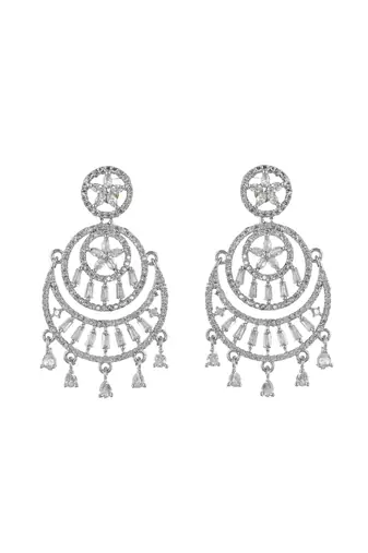 Silver plated american diomaond dangle  earring