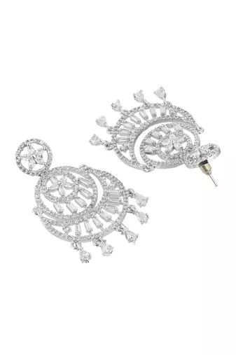 Silver plated american diomaond dangle  earring