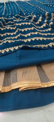 Teal Georgette Sequin Embroidered Lehenga Choli Set  7
