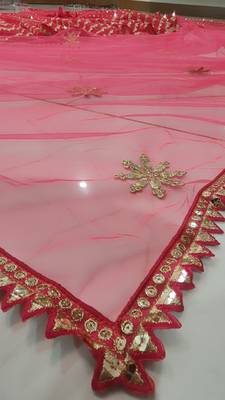 Light Red Sequins And Zari Embroidered Faux Georgette Lehenga Choli For Wedding 4