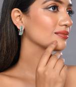 Silver plated american diomaond hoop  earring