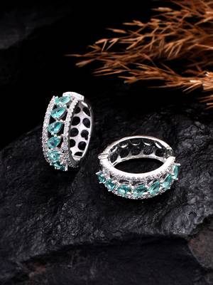 Silver plated american diomaond hoop  earring 2