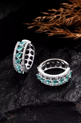 Silver plated american diomaond hoop  earring