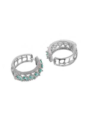 Silver plated american diomaond hoop  earring 4