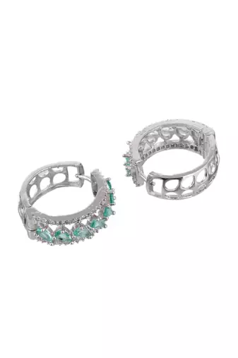 Silver plated american diomaond hoop  earring