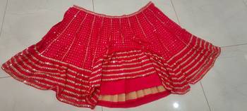 Light Red Sequins And Zari Embroidered Faux Georgette Lehenga Choli For Wedding 5