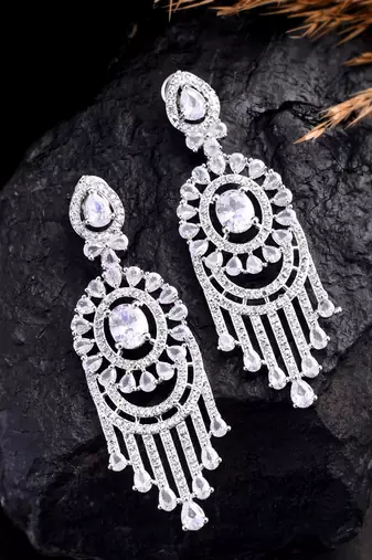 Silver plated american diomaond log earring