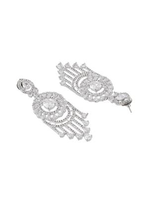 Silver plated american diomaond log earring 4