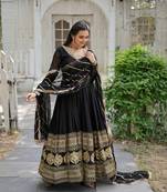 Black Color Designer Trending  Georgette Gown-Dupatta Collection