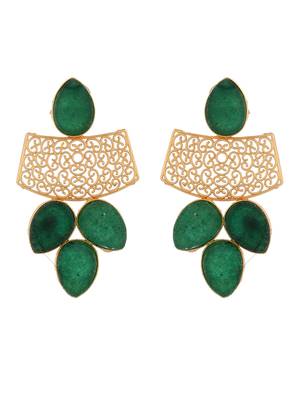 Gold plated green stone drop earring 3