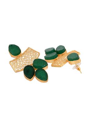 Gold plated green stone drop earring 4