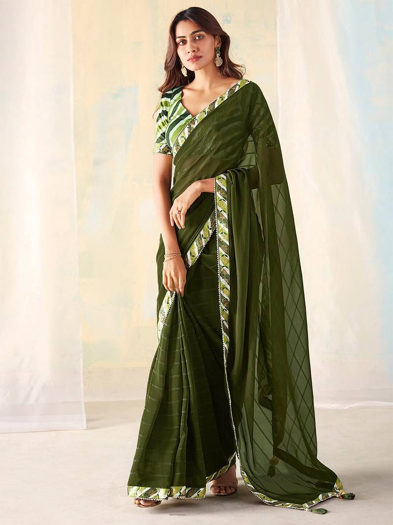 MANNEQUINE PRINTED SAREE WITH BEUTYFULL LACE