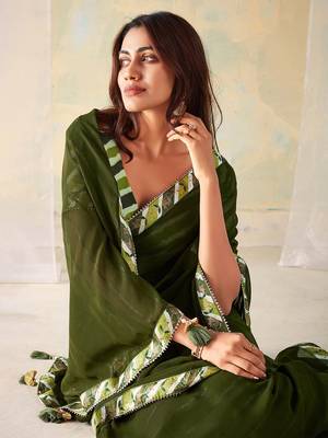 MANNEQUINE PRINTED SAREE WITH BEUTYFULL LACE 2