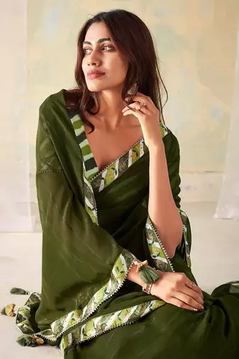 MANNEQUINE PRINTED SAREE WITH BEUTYFULL LACE