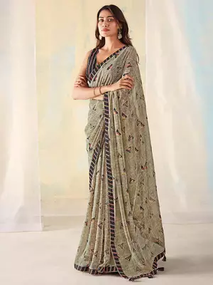 MANNEQUINE PRINTED SAREE WITH BEUTYFULL LACE 1