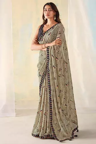 MANNEQUINE PRINTED SAREE WITH BEUTYFULL LACE