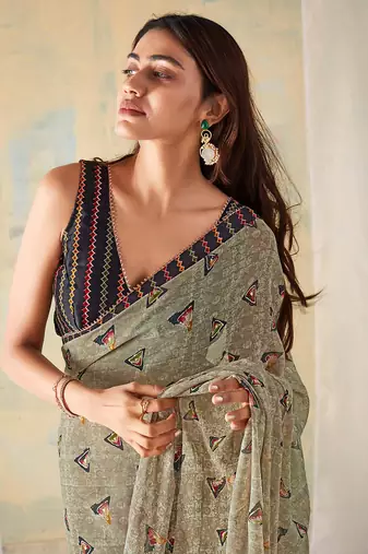 MANNEQUINE PRINTED SAREE WITH BEUTYFULL LACE