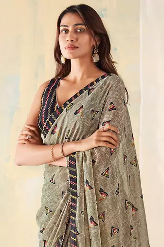 MANNEQUINE PRINTED SAREE WITH BEUTYFULL LACE
