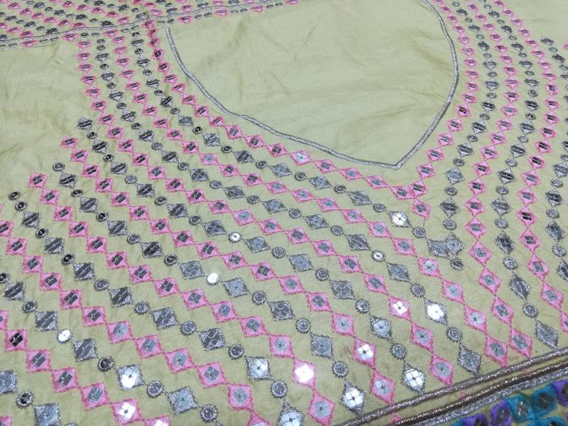 Yellow Sequins Zari And Thread Embroidered Heavy Dola Silk With Heavy Fusing Wedding Designer Lehenga