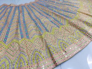 Yellow Sequins Zari And Thread Embroidered Heavy Dola Silk With Heavy Fusing Wedding Designer Lehenga 10