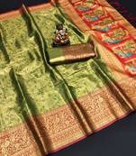 Koram Mahendi Pure Kanjivaram Soft Silk Weaving Borders Havy Design Saree With Blouse For Women